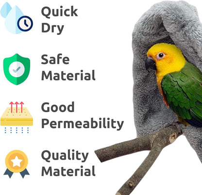 SIMENA Bird Blanket for Cage, Corner Fleece Bed for Birds, Cozy Bird Warmer, Parrot House for Cage