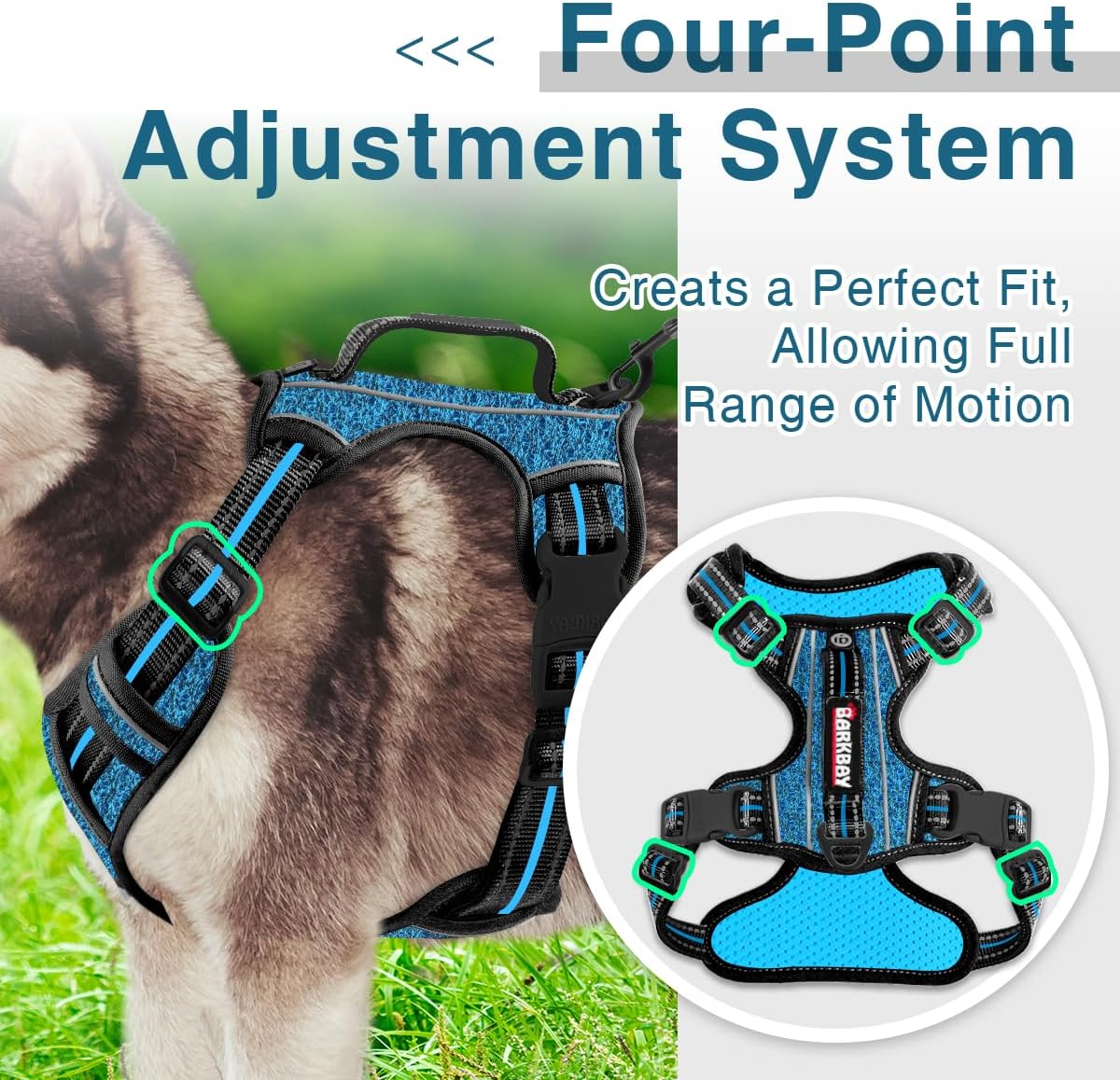 BARKBAY Dog Harness No Pull with ID Tag Pocket - Heavy Duty, Reflective, Easy Control for Large