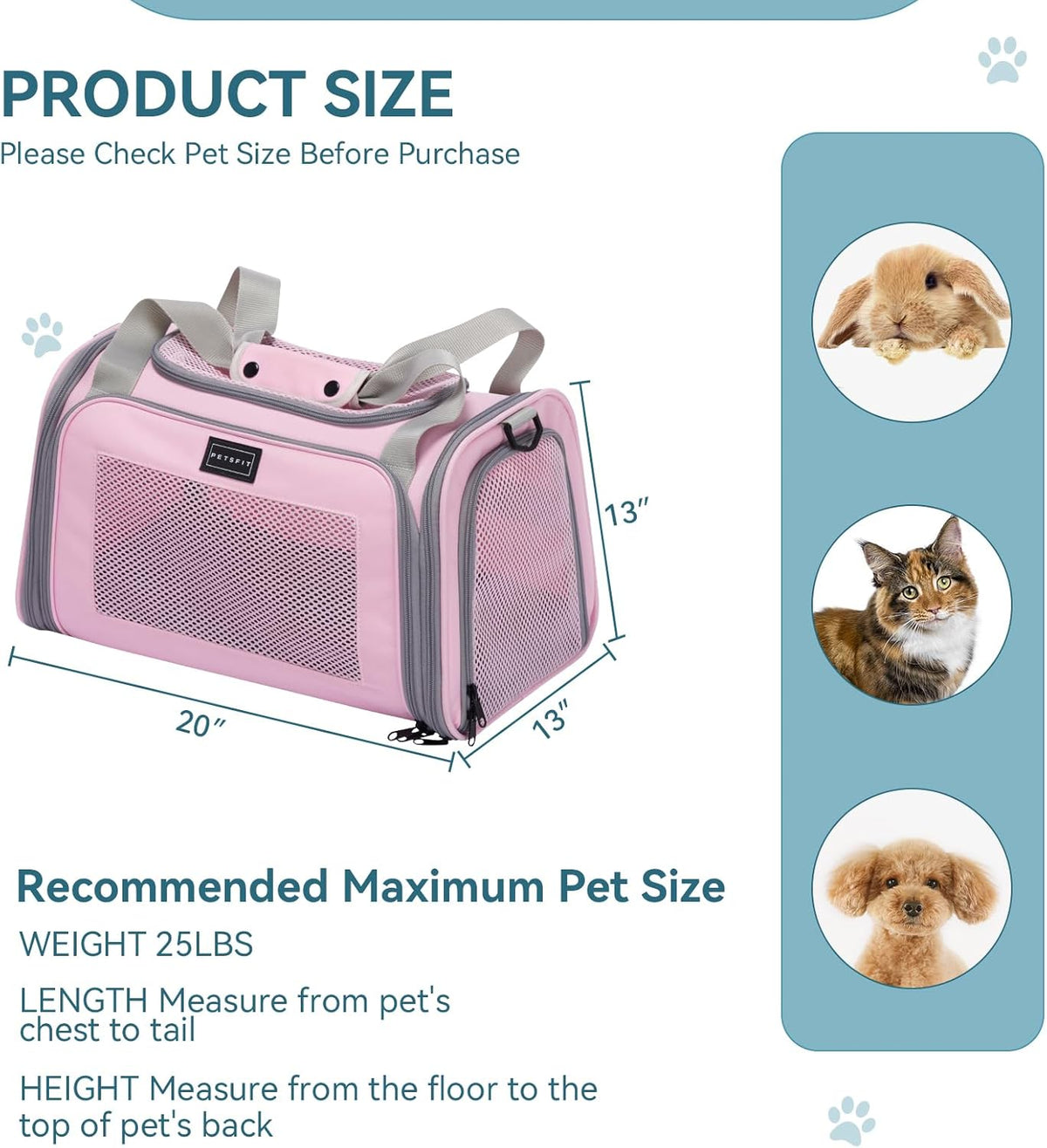 PETSFIT Cat Carrier for Large Cats, Dog Carriers for Small Dogs Under 25 Lbs, Soft Pet Carrier, Cat