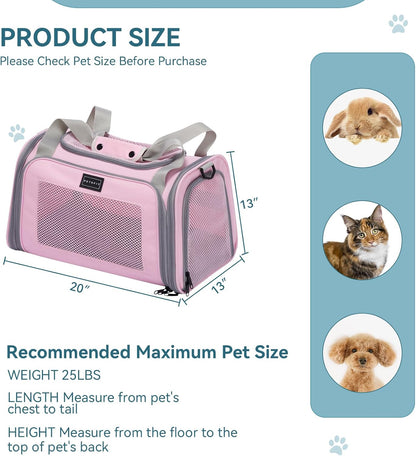 PETSFIT Cat Carrier for Large Cats, Dog Carriers for Small Dogs Under 25 Lbs, Soft Pet Carrier, Cat