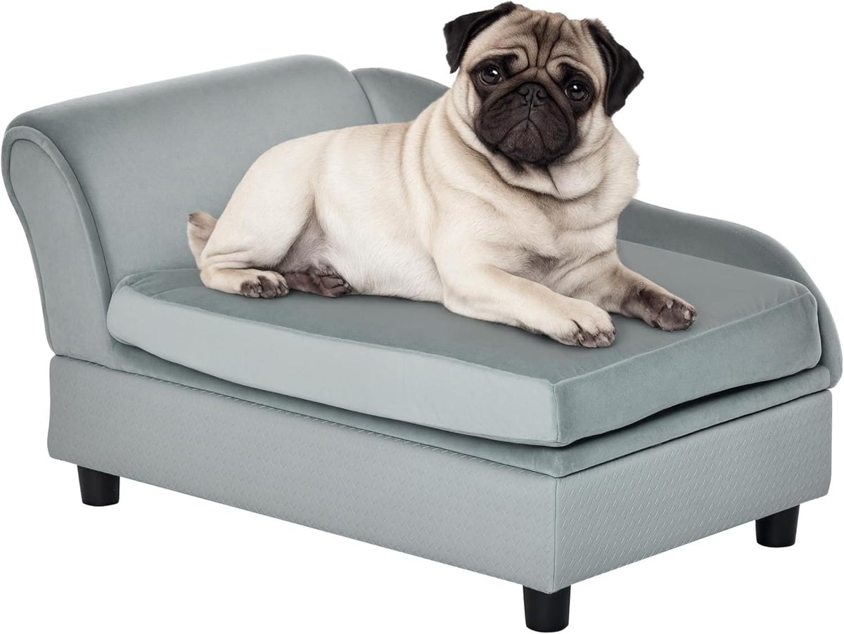 PawHut Luxury Fancy Dog Couch with Hidden Storage, Small Dog Sofa Bed with 2" Soft Foam, Modern Pet