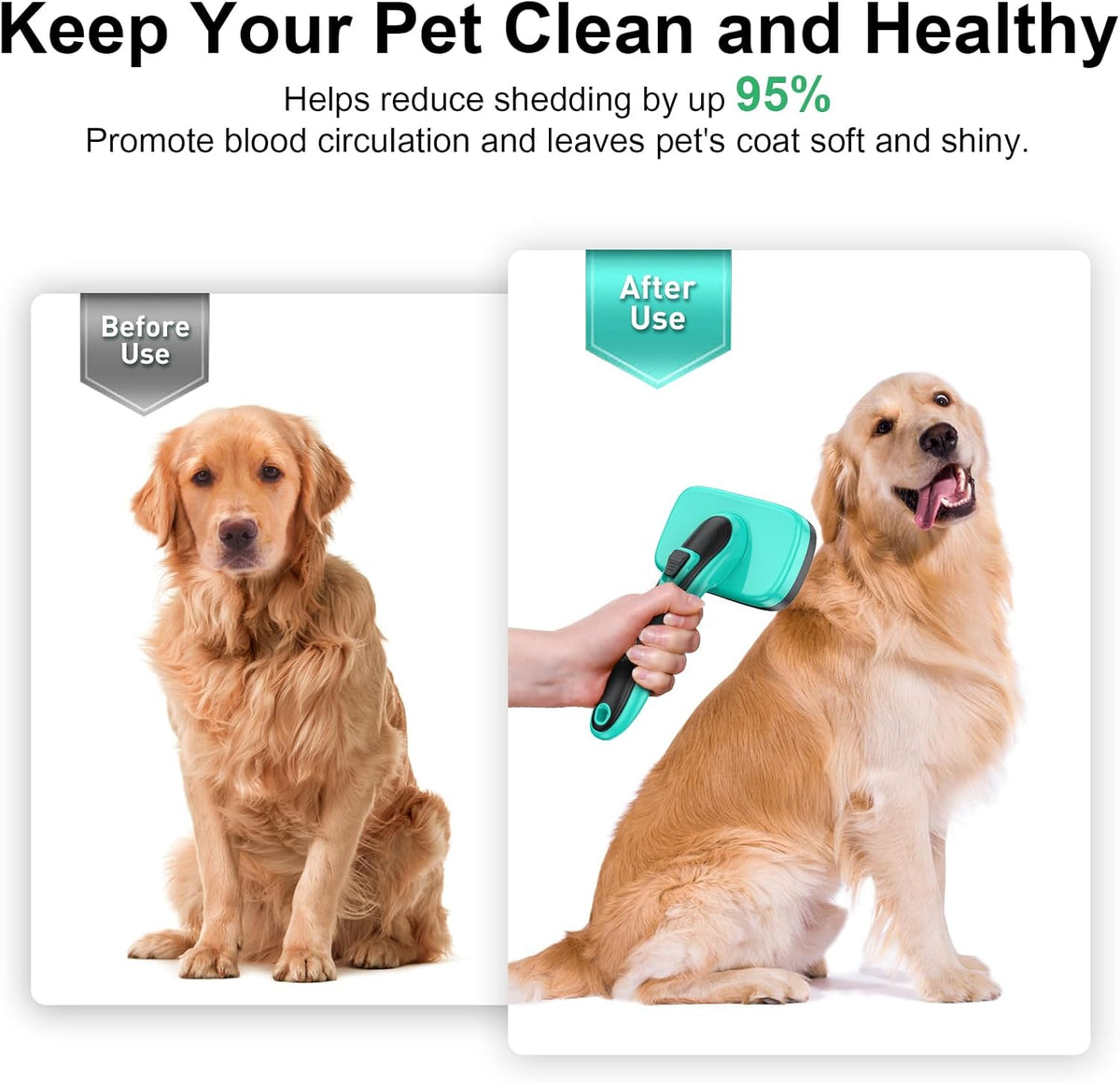 Dogs Self Cleaning Slicker Brush for Shedding & Grooming Short Long Haired Pets, Removes Loose Fur