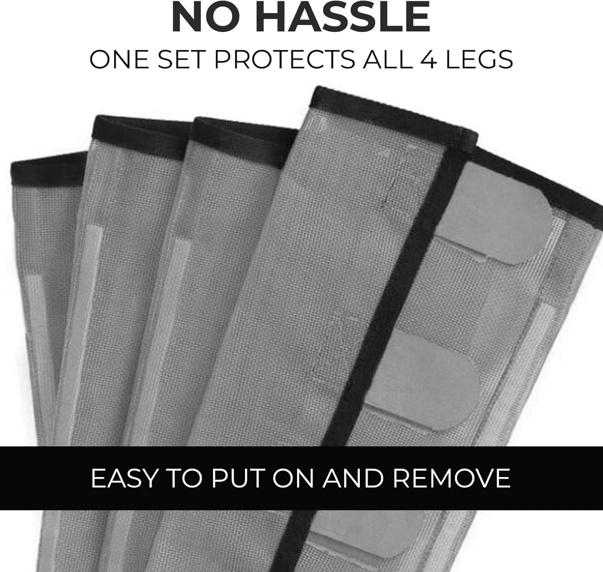 Mesh Horse Fly Boots Set of 4，Adjustable and Universal Loose Fitting & Non-Slip Horse Fly Leggings