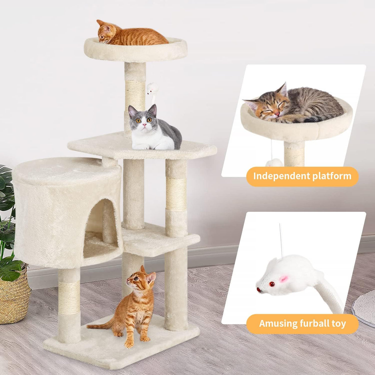 BestPet Cat Tree 36 inch Tall Scratching Toy Activity Centre Cat Tower Cat Condo Multi-Level