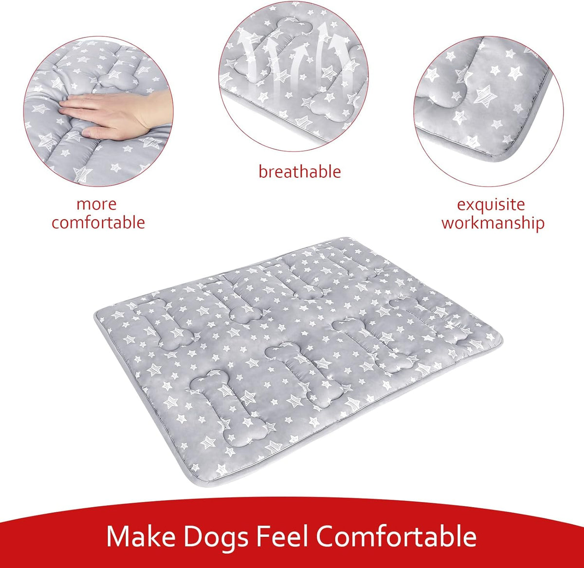 Dog Crate Mat (30" X 19"), Soft Dog Bed Mat with Cute Prints, Personalized Crate Pad, Anti-Slip