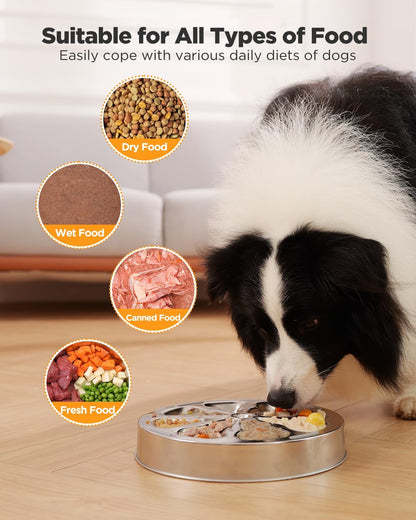 Slow Feeder Dog Bowl – Stainless Steel Non-Slip Metal Bowl for Slow Feeding, 5 Cups Large Capacity