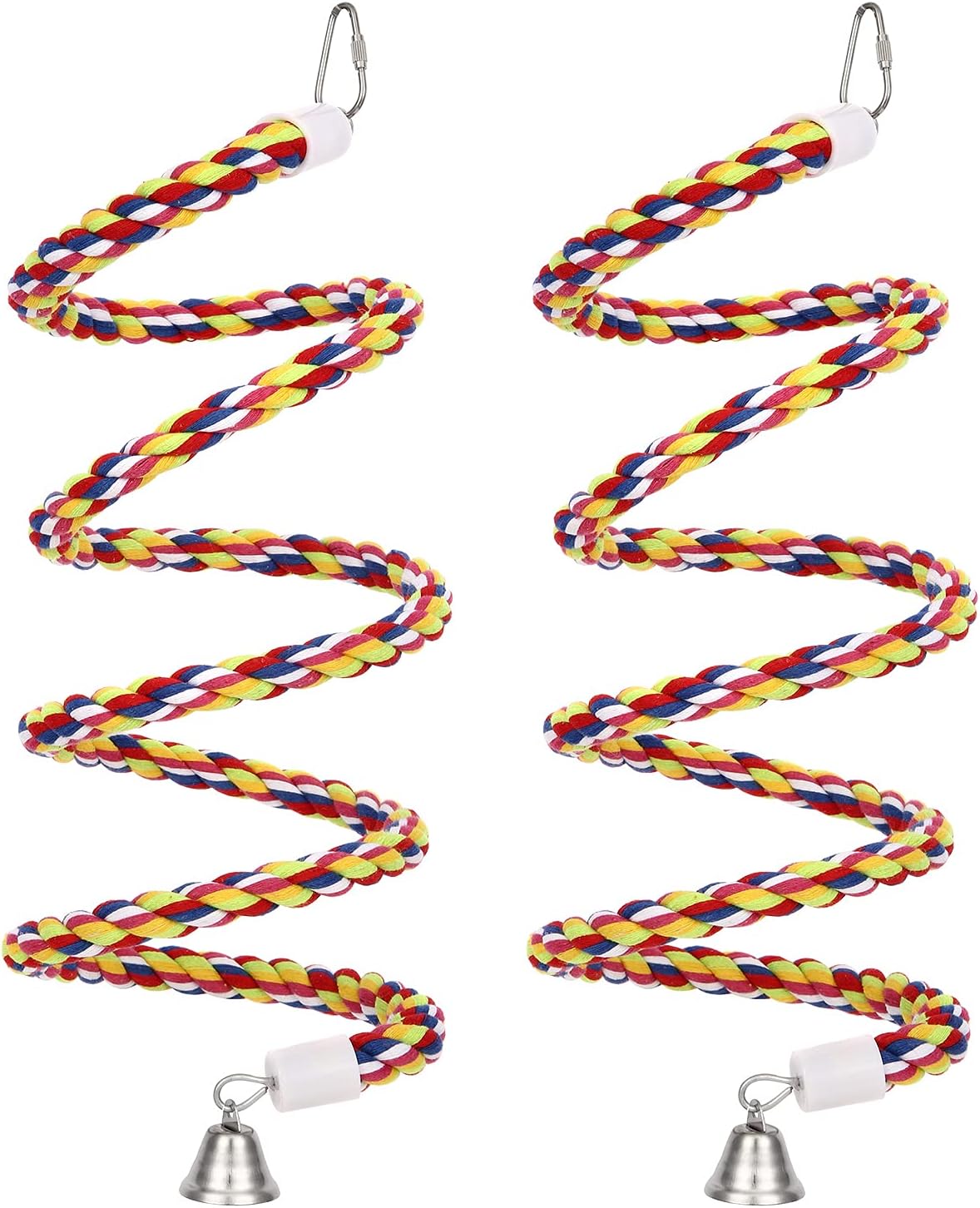 2Pcs 63'' Bird Rope Perches Birdcage Swing Toys 100% Cotton Natural Bird Perch Peck/Chewing with
