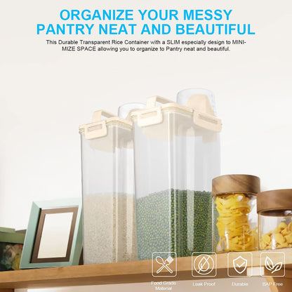 Rice Airtight Dry Food Storage Containers, BPA Free Plastic Storage Bin Dispenser with Pourable