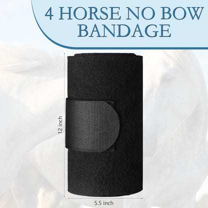 Set of 4 Horse No Bow Bandage 3D Contoured Standing Wrap Bandages Stable Nylon Horse Leg Wraps for