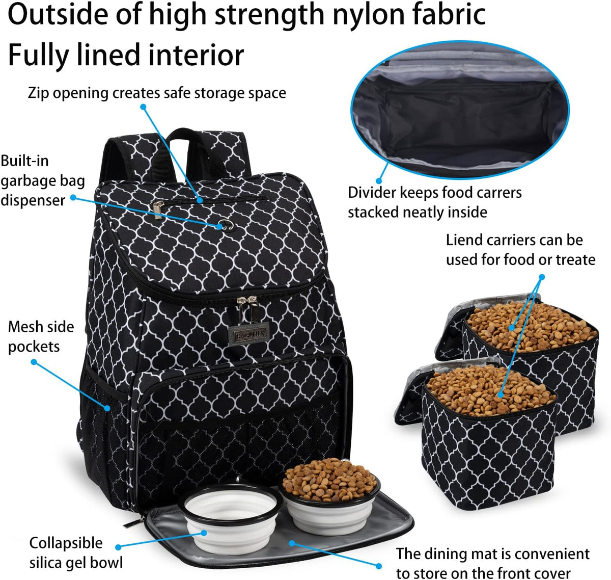 BAGLHER丨Dog Travel Bag, Airline Approved Pet Supplies Backpack, Dog Travel Backpack with 2 Silicone
