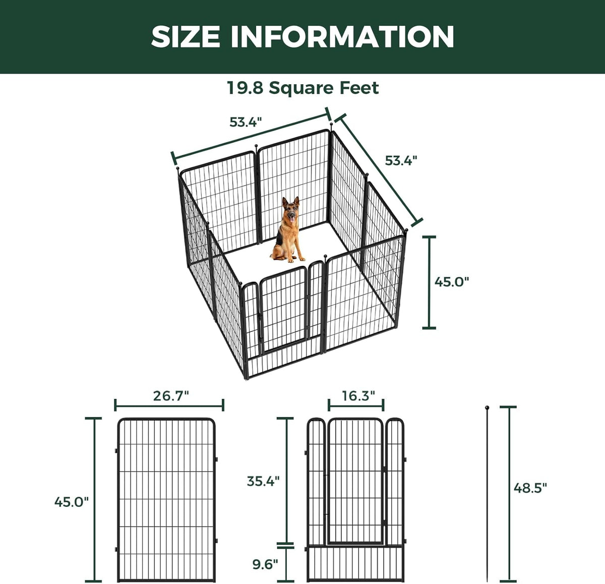 FXW Rollick Unleashed Dog Playpen for Indoor, Yard, RV Camping, 45 inch 8 Panels for Large