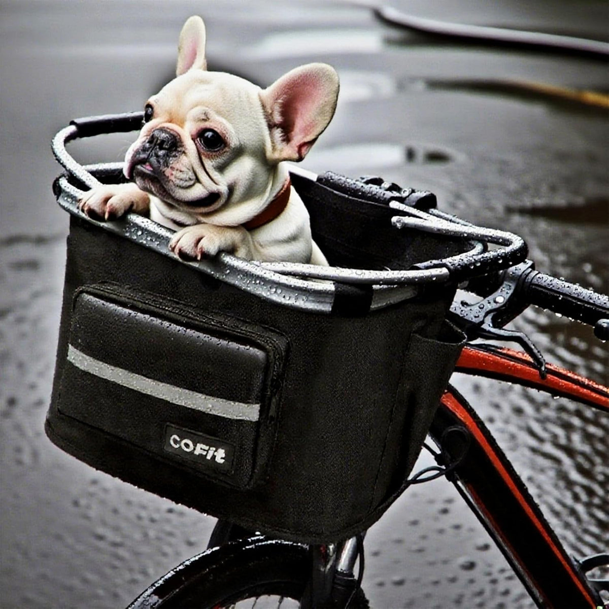 COFIT Detachable Bike Basket, Multi-Purpose Bicycle Handlebar Basket for Pet, Shopping, Commuter