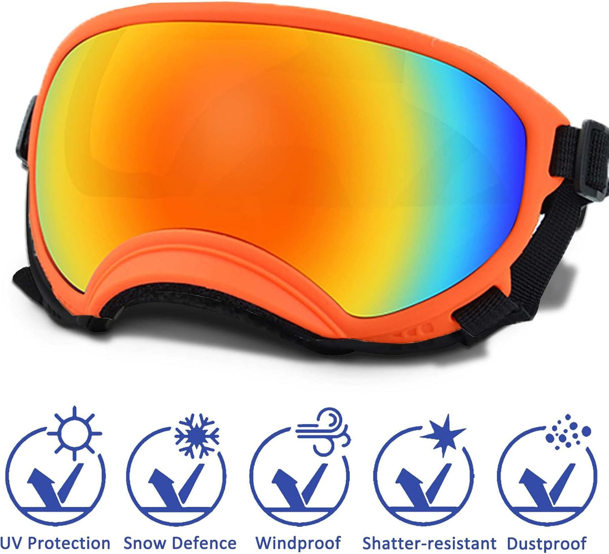 Large Dog Sunglasses with Adjustable Strap UV Protection, Winproof Puppy Sunglasses, Suitable for