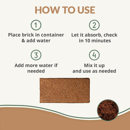 Coco Coir Brick (650gms) + Worm Bliss (1 Qt) + Char Bliss (1 Qt) - Organic Coco Coir for Plants