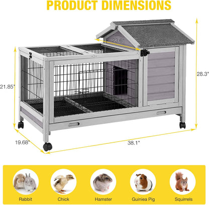 AIVITUVIN Rabbit Hutch Indoor with Wire Rabbit Cage Outdoor Bunny Cage with Run Guinea Pig Cage