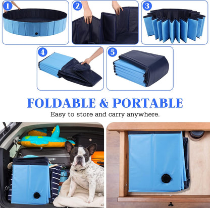 Foldable Dog Bath Swimming Pool Plastic Kiddie Pool Professional Tub Collapsible Grooming Bathtub