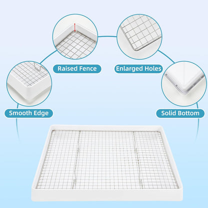 FHTONGE Extra Large Rabbit Litter Box with Large Steel Grid Holes, Bunny Potty Trainer Tray for