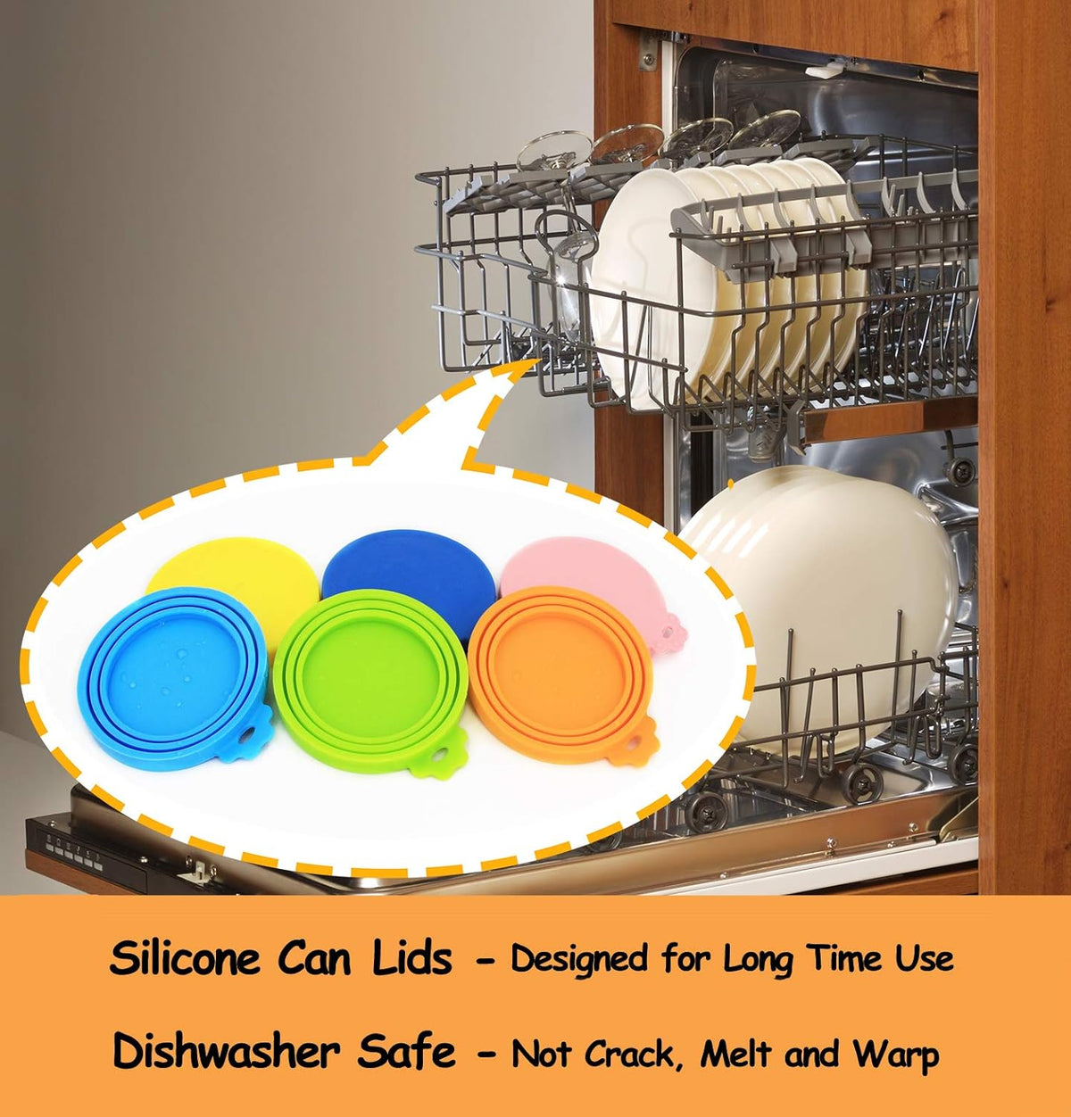 Comtim Pet Can Covers/6 Pack Silicone Dog Cat Food Can Lids/Universal Size Fit Most Standard Size
