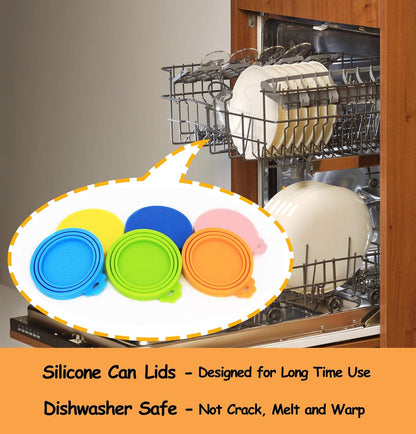 Comtim Pet Can Covers/6 Pack Silicone Dog Cat Food Can Lids/Universal Size Fit Most Standard Size