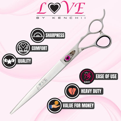 Kenchii Love Dog Grooming Scissors, 9 Inch Straight Shears, Dog Scissors for Grooming, Professional