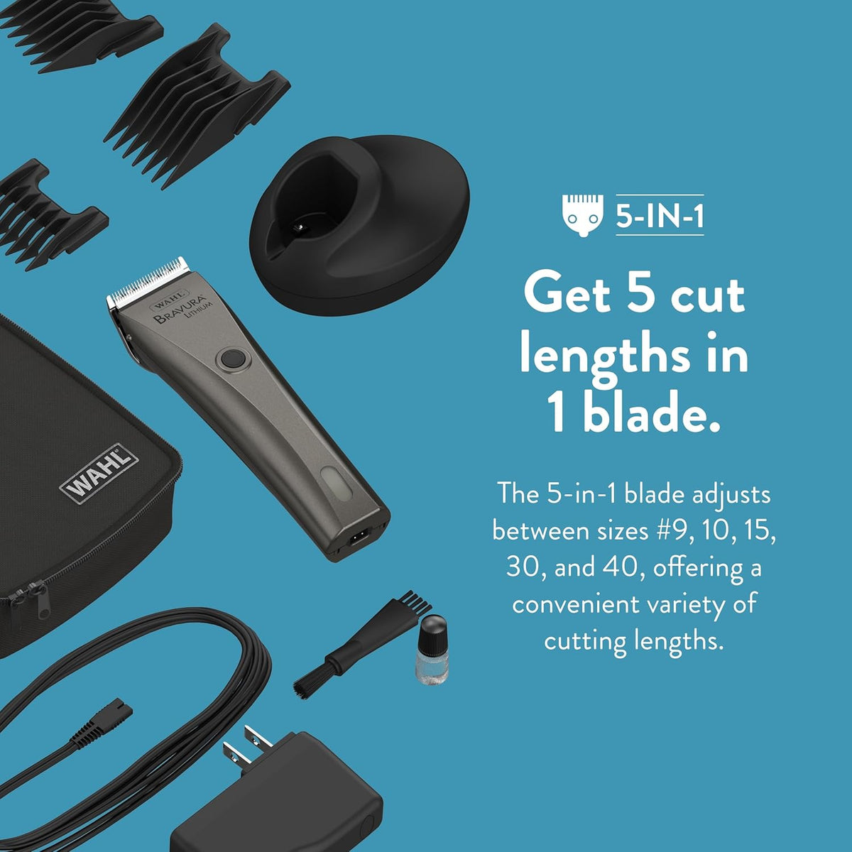 WAHL Professional Animal Bravura Lithium Ion Clipper - Pet, Dog, Cat, and Horse Corded/Cordless