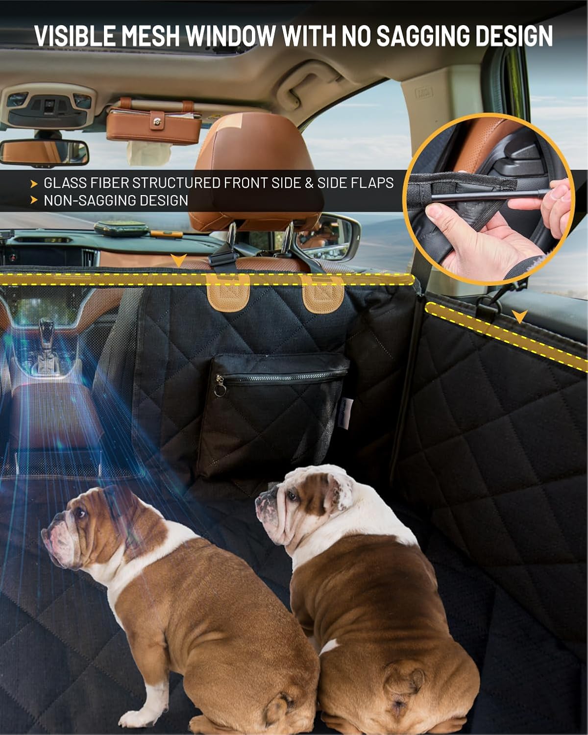 Back Seat Extender for Dog, Waterproof Dog Car Seat Cover for Back Seat, Hard Bottom Car Seat