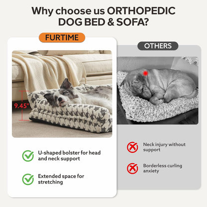 Orthopedic Dog Beds for Medium Dogs Washable, Detachable Side Bolster and Pillow, Medium Dog Sofa
