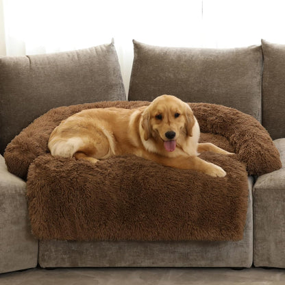 GGIB Calming Dog Bed Fluffy Plush Dog Mat for Furniture Protector with Removable Washable Cover for