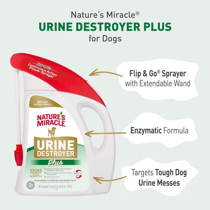 Nature's Miracle Urine Destroyer Plus for Dogs with Flip & Go Sprayer, 64 Ounces, Enzymatic Formula