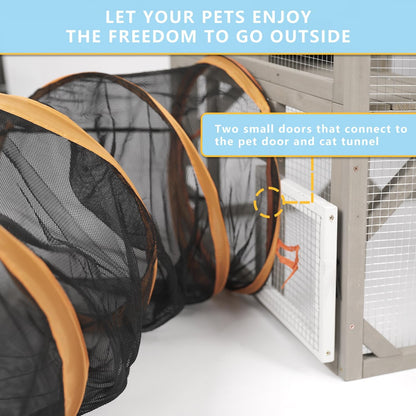 Catio Outdoor Cat Enclosure Large Window Cat House Walk in Kitty Cage with Multi-Level Platforms