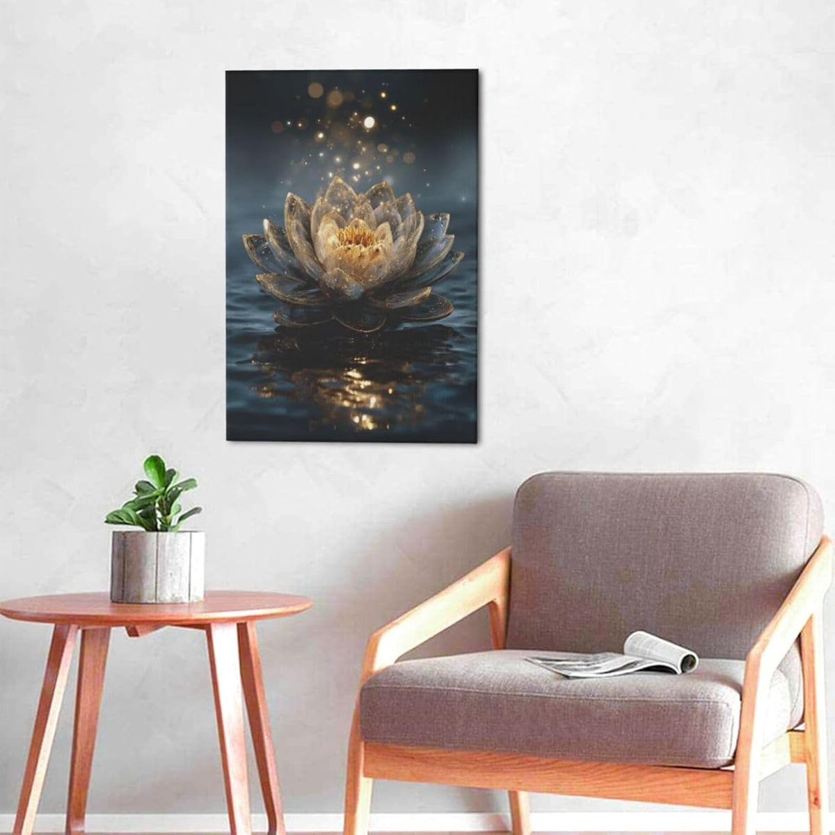 Zen Lotus Canvas Wall Art Mystical Lotus Bloom in Water Aesthetic Pictures Wall Decor Modern