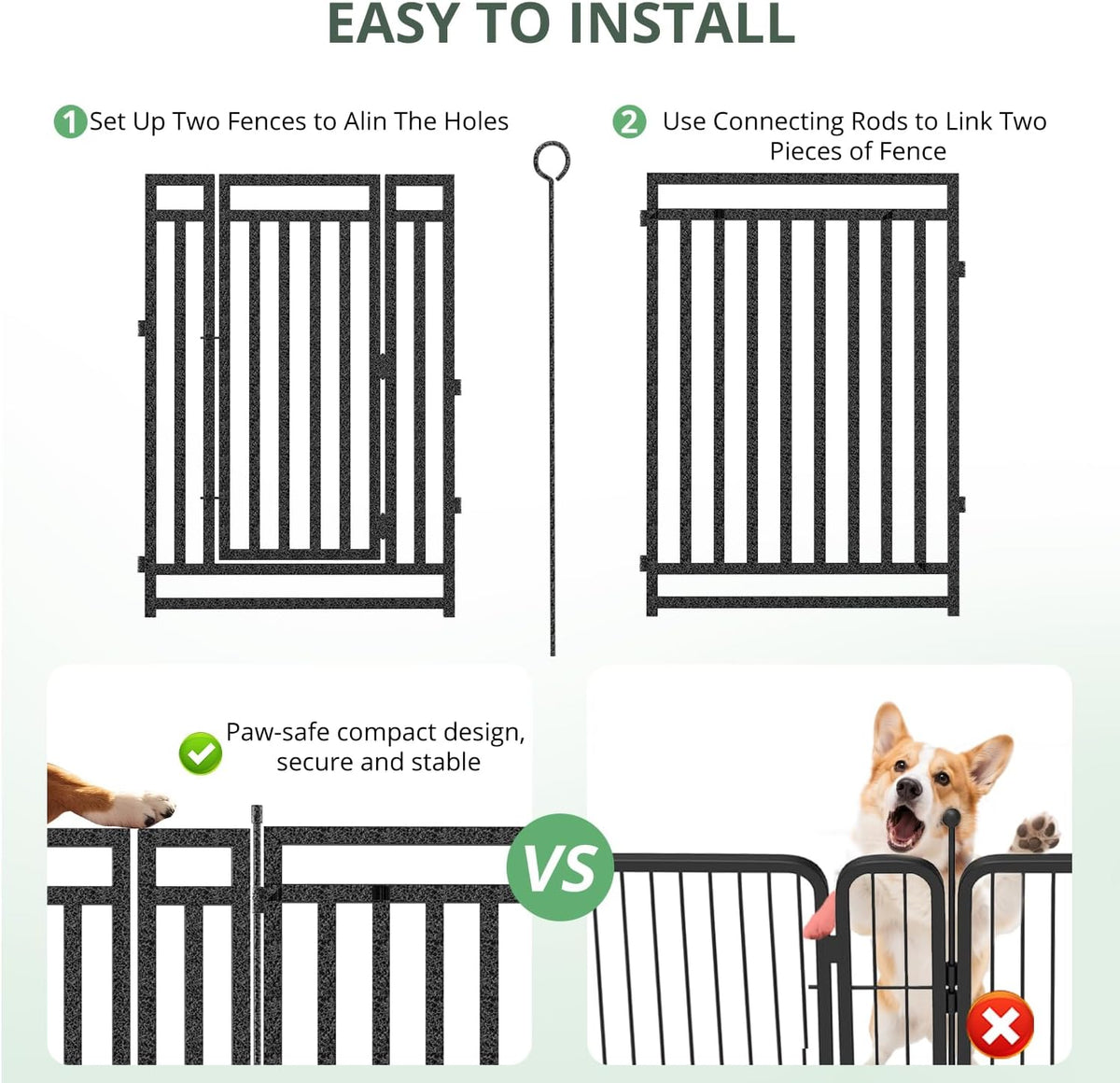 Dog Fence Outdoor Indoor, 32" Inch Height 24 Panels Dog Playpen for Large/Medium/Small Dogs Metal