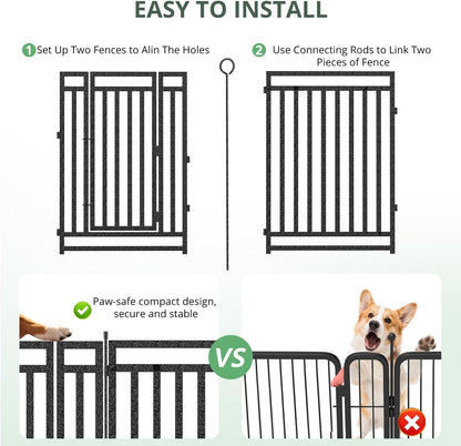 Dog Fence Outdoor Indoor, 32" Inch Height 24 Panels Dog Playpen for Large/Medium/Small Dogs Metal