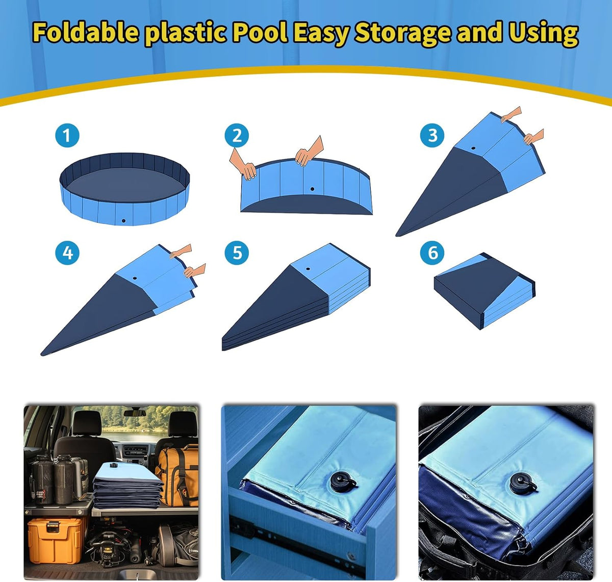 Foldable Dog Pool, 32" x 8" Kiddie Pool with Hard Plastic, Non-Slip Dog Bath Tub for Outdoor