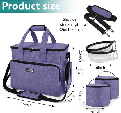 BAGLHER Dog Travel Bag, Airline Approved Pet Tote Organizer with Multi-Function Pockets, 2 X Food