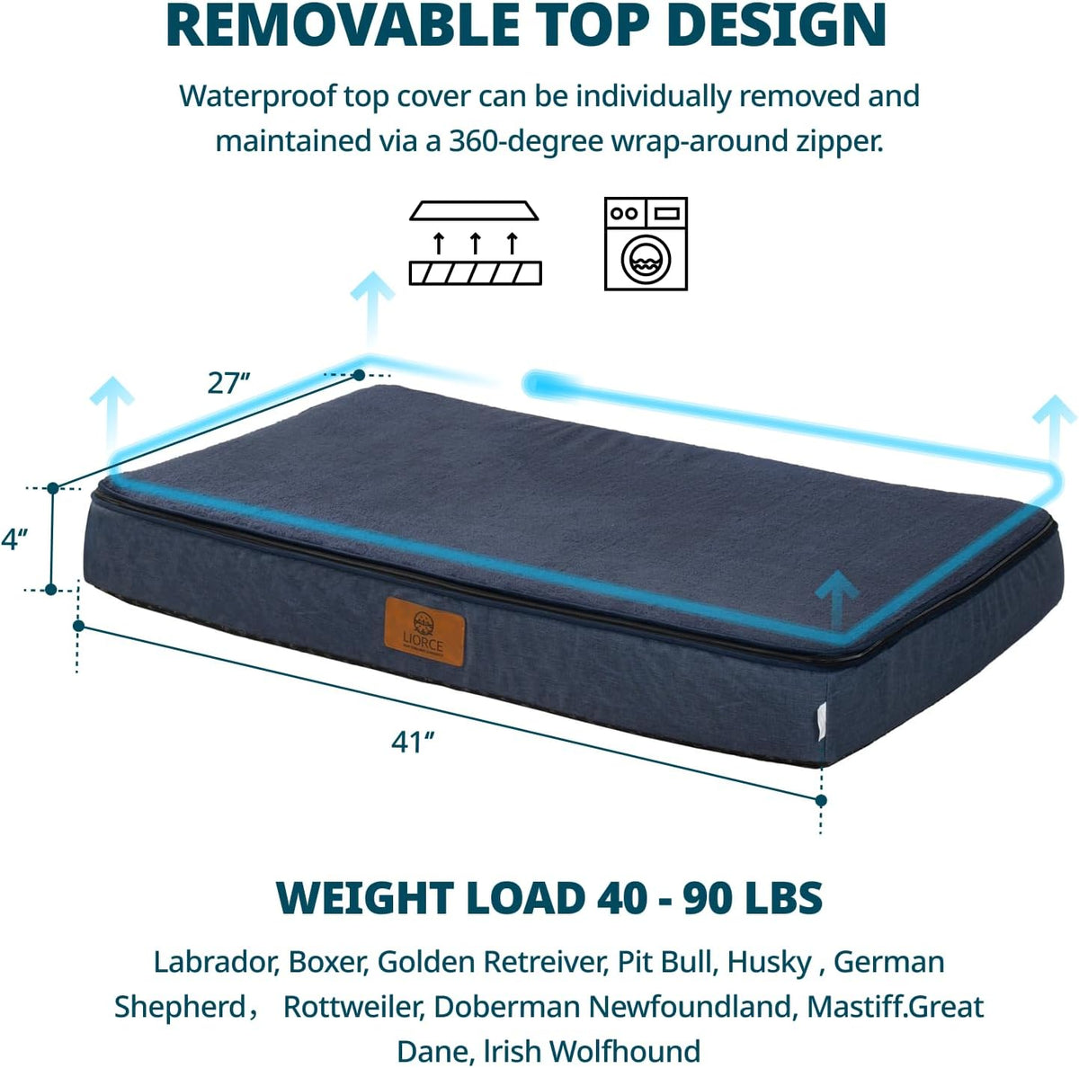 Memory Foam XL Dog Bed - 4” Thick Orthopedic Beds for Extra Large Dogs - Waterproof Dog Bed with
