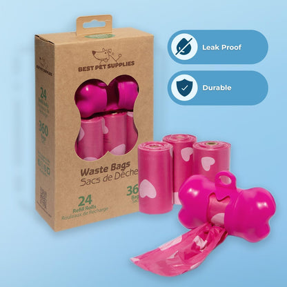Best Pet Supplies Dog Poop Bags (360 Bags) for Waste Refuse Cleanup, Doggy Roll Replacements for