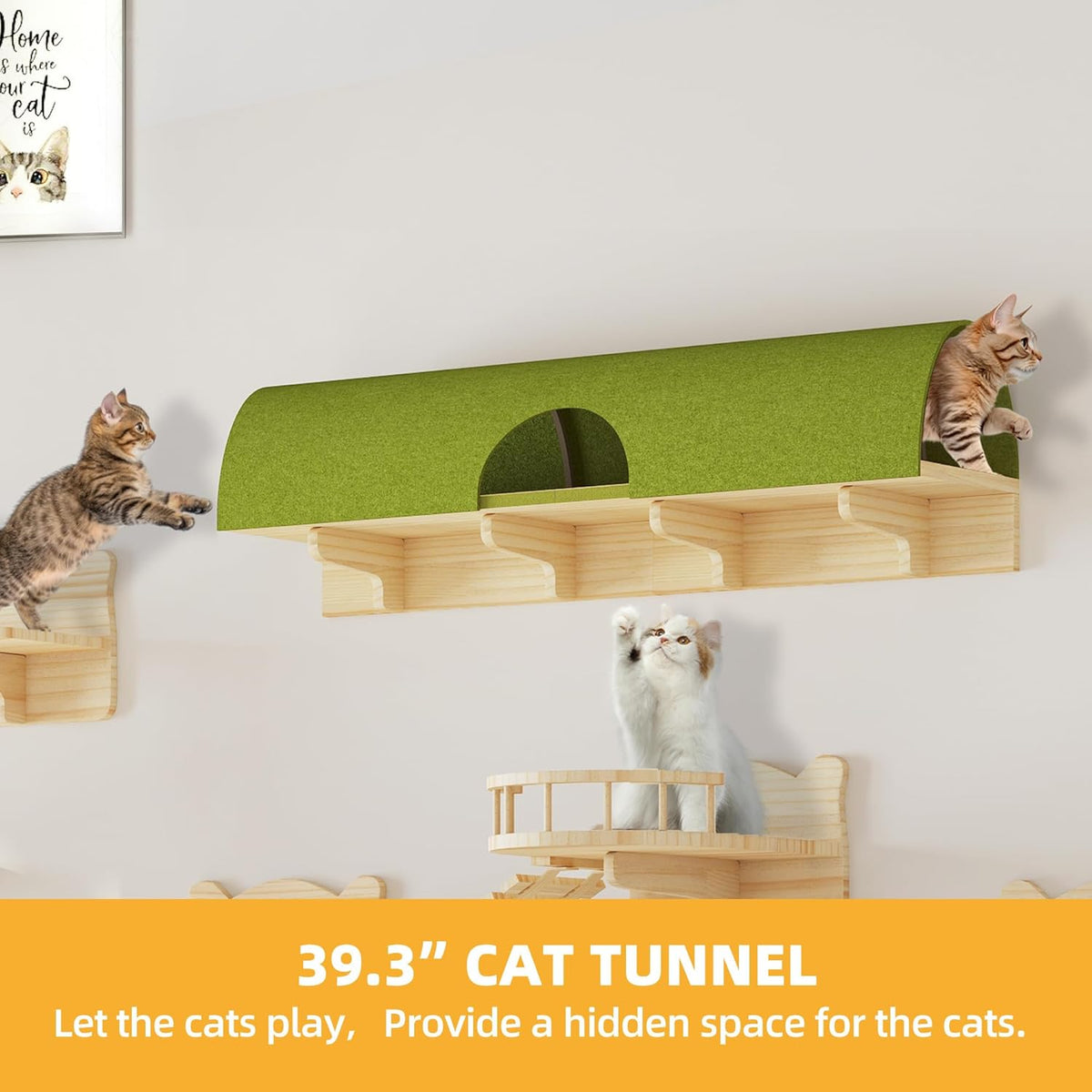 Cat Wall Shelves, Cat Wall Furniture Pine Wooden Feline Shelf, 18 Piece Feline Shelves and Perches