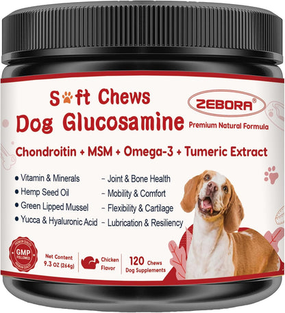 Glucosamine for Dogs, Joint Supplement for Dogs with Chondroitin, MSM, Omega-3, Turmeric and