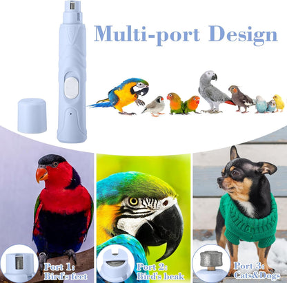 Lasnten 2 Pcs Bird Nail Grinder with Bird Nail Clipper Bird Nail Trimmer Bird Nail File with LED