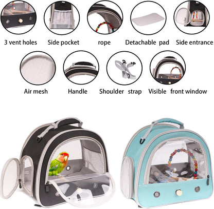 Portable Parrot Travel Cage Carrier with Small Swing Toy&Cage Colorful Toys Set Small Bird Parakeet