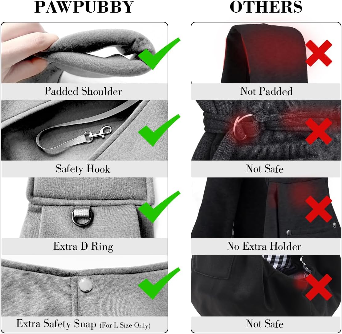 Dog & Cat Carrier Sling, Adjustable Soft Padded Shoulder Puppy Carrier, Hands-Free Dog Carrier Bag