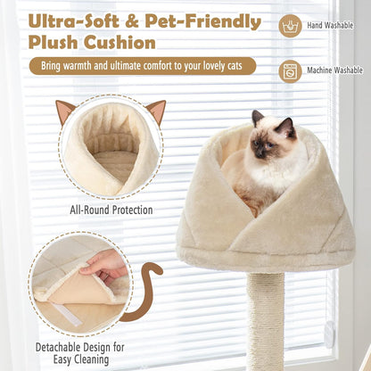 Tangkula Modern Wood Cat Tree for Indoor Cats, 64 Inch Multi-Level Tall Cat Tree with Scratching