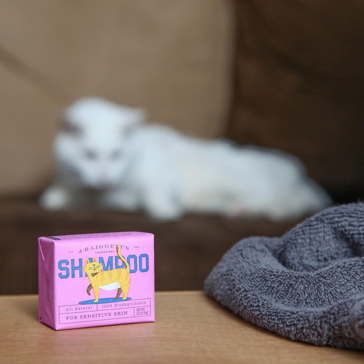 JR Liggett’s Natural Cat Shampoo Bar for Sensitive Skin - 100% Detergent Free, Non-GMO &