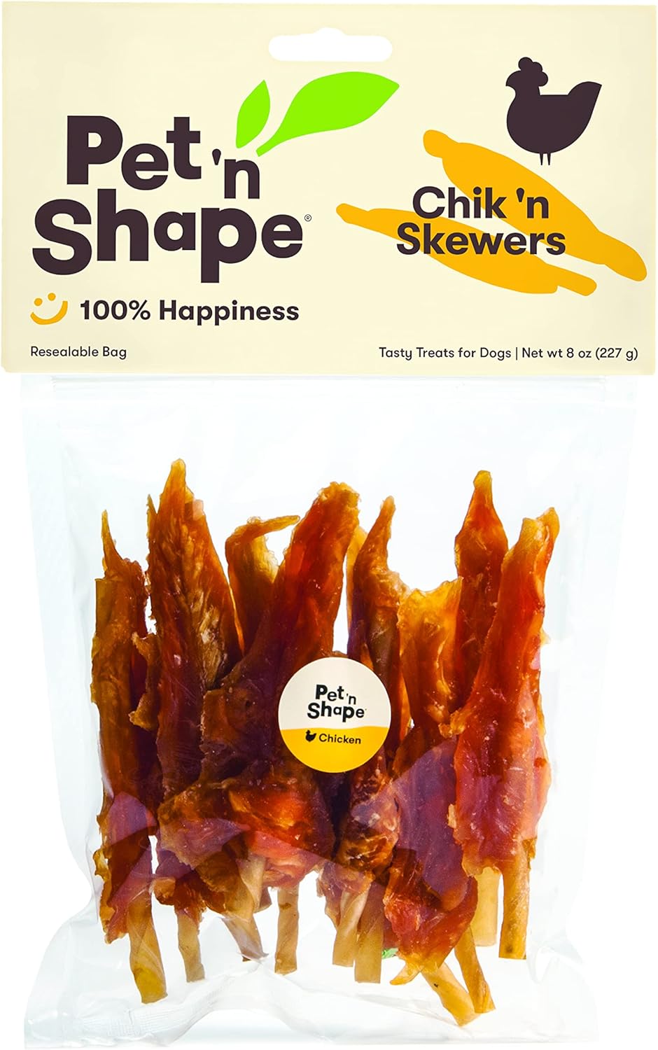 Pet 'n Shape Chik 'n Skewers - Chicken Wrapped Rawhide - All Natural Dog Treats, Chicken, 8 Oz