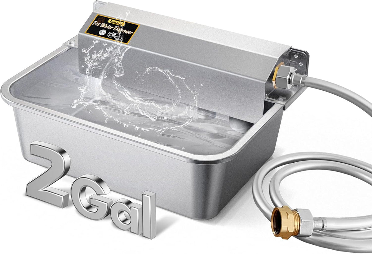 Automatic Dog Water Dispenser, 2 Gallons 304 Stainless Steel Large Dog Water Bowl Dispenser for