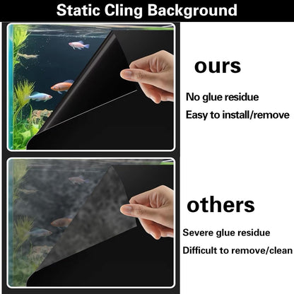 Fish Tank Aquarium Background - Black, Electrostatic Adhesion, Glue-Free, Easy Installation