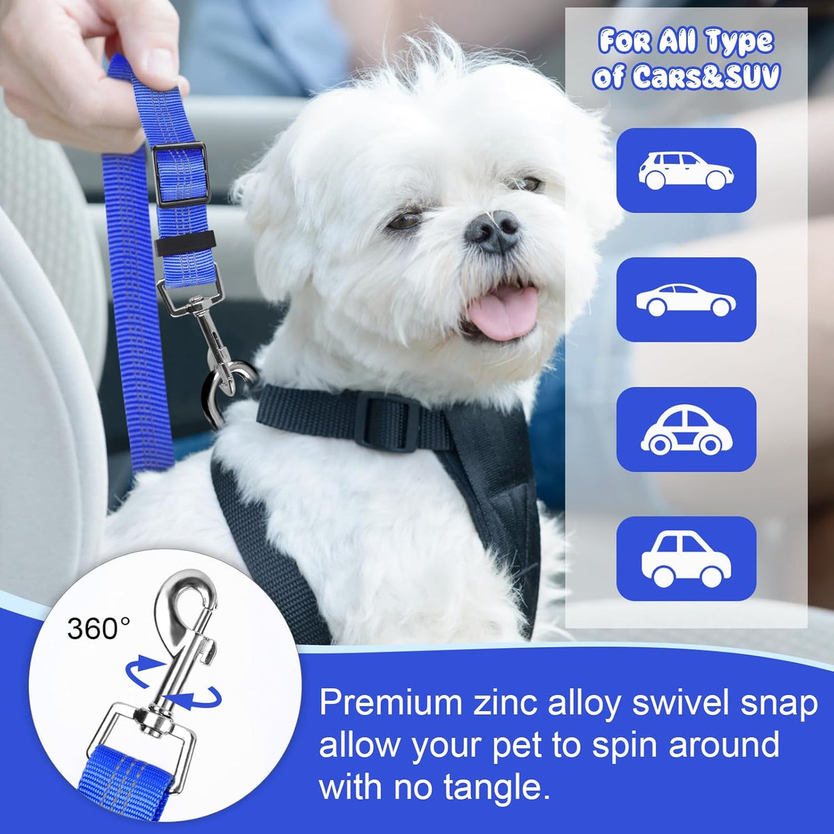 BWOGUE Pet Dog Cat Seat Belts, Car Headrest Restraint Adjustable Safety Leads Vehicle Seatbelt