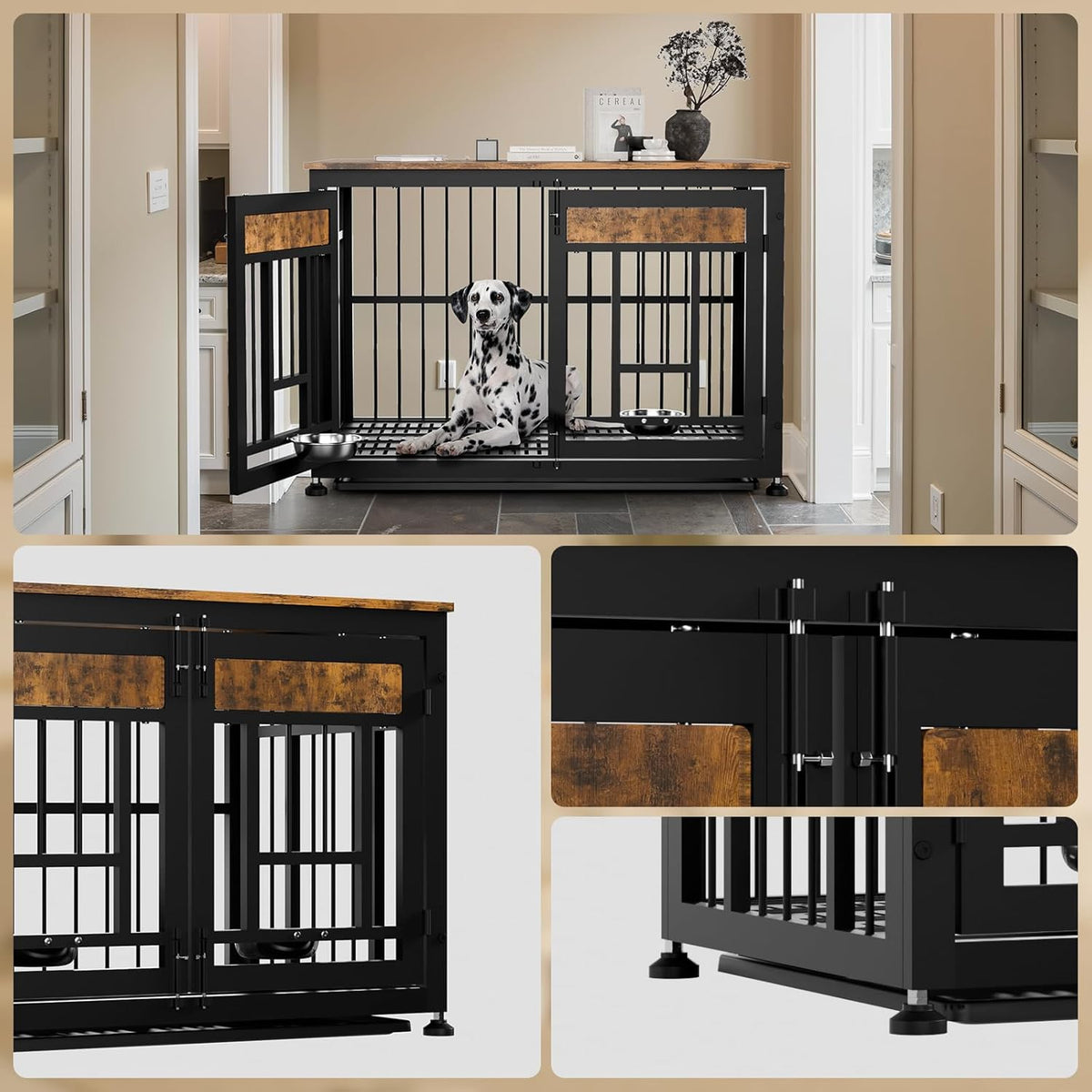 Heavy Duty Dog Crate Furniture for Large Dogs, Decorative Pet House End Table, 42inch Large Wooden