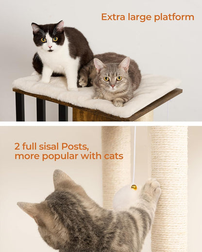 FourFurPets 35.4in 3-Tier Modern Cat Tree Tower Condo, Cat Scratch Posts for Indoor Cats, Big